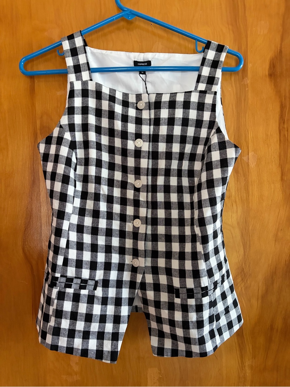 Express Black & White Gingham Button-Front top